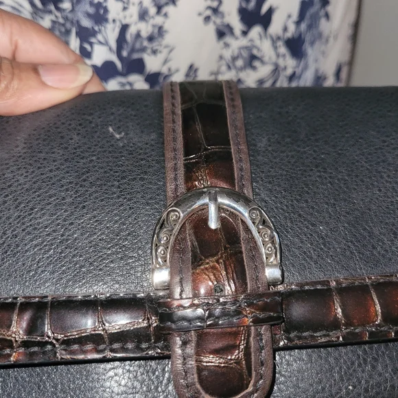 Brighton Vintage Brown & Black Leather Crossbody Bag - Picture 4 of 10